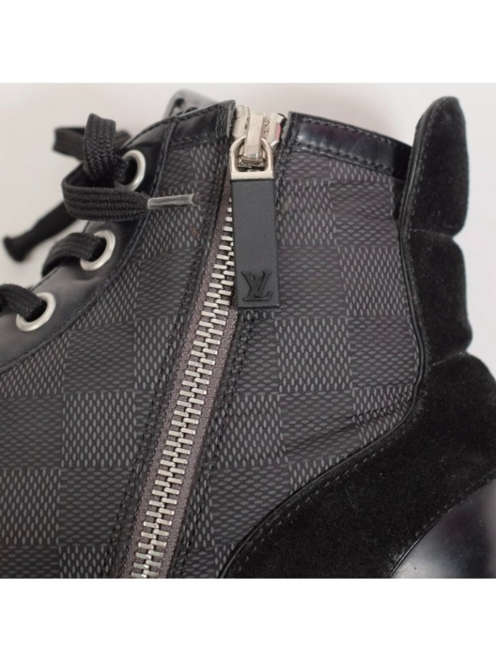 Louis Vuitton 8 US 9 black sneakers high top black Damier LOGO PRINT - Picture 8 of 14